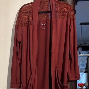 Torrid Burgundy Cardigan with Lace Detail